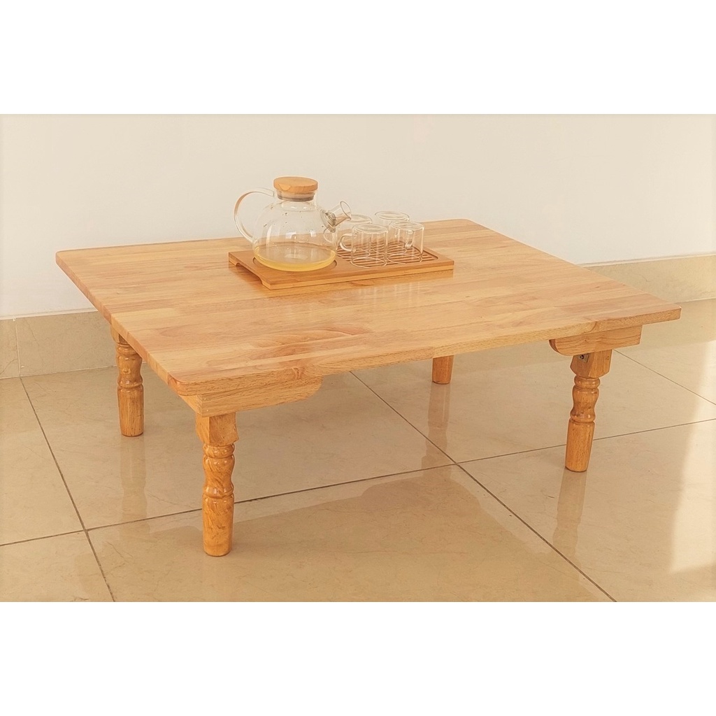 Bàn Trà Đạo, Bàn Xếp 60x80 cm Gỗ Cao Su Chân Tiện - Hàng VN Xuất Khẩu