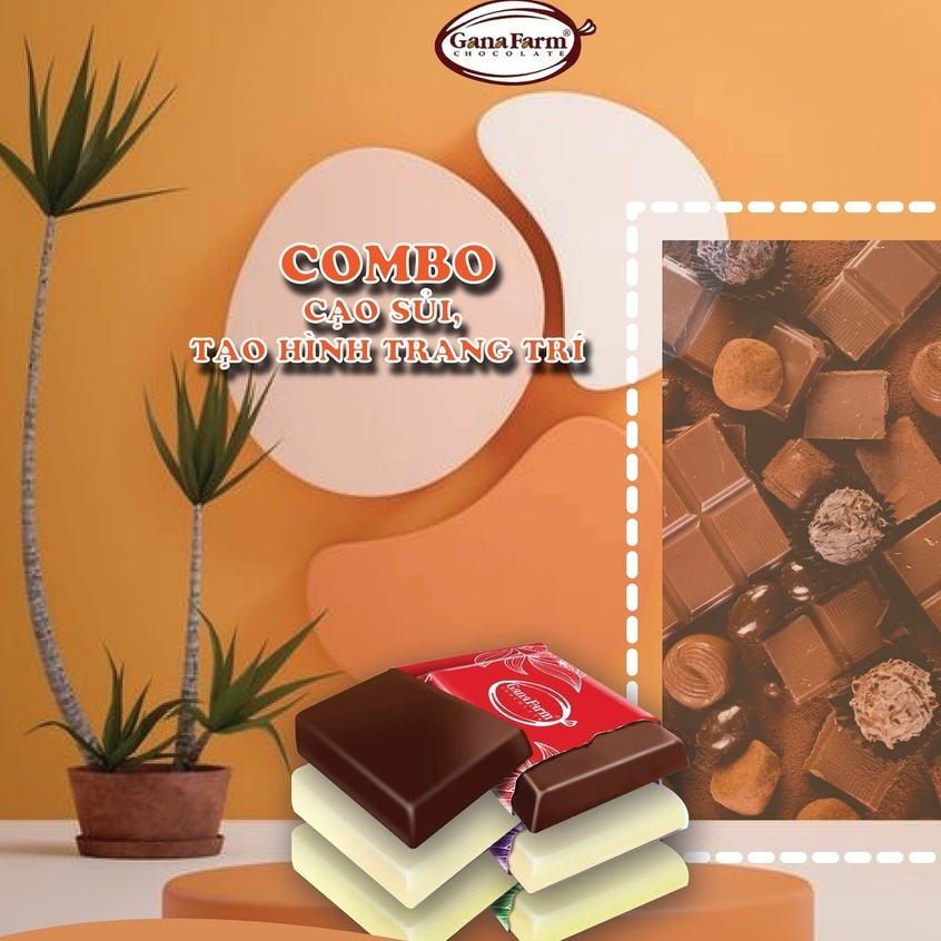 Socola Đen Nguyên Chất GANAFARM Màu Đen Nâu Vị Đắng Nhẹ Dùng Để Trang Trí Bánh Đổ Khuôn Làm Kẹo Túi 1kg- SD333
