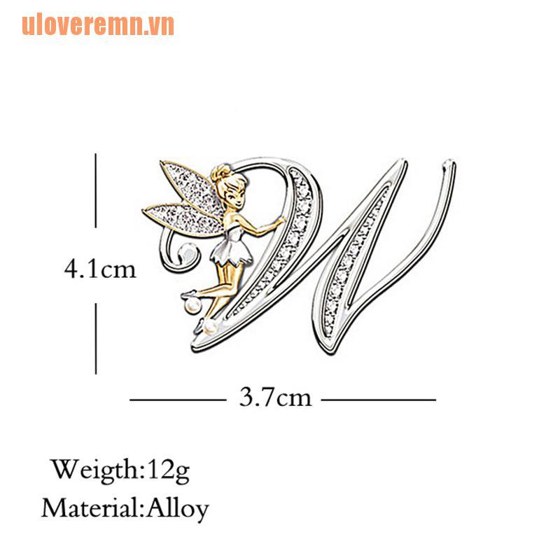 Ghim cài áo dạng chữ đính đá phối elf độc đáo xinh xắn