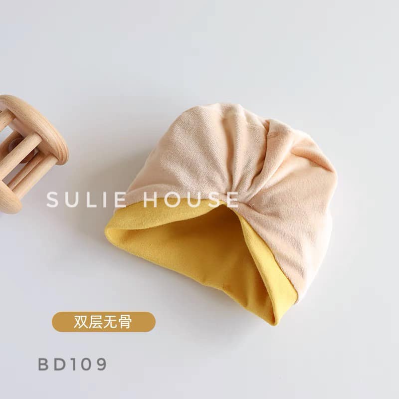 Mũ turban nơ kẻ lót lông - BD109
