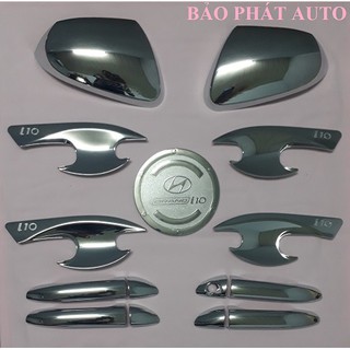 [VOUCHER GIẢM 50%] Bộ ốp tay nắm + ốp hõm cửa + ốp gương +  nắp xăng xe huyndai i10 2016-2019