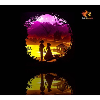 Đèn giấy nghệ thuật - Tòa lâu đài di động của Howl (Kirigami lightbox)