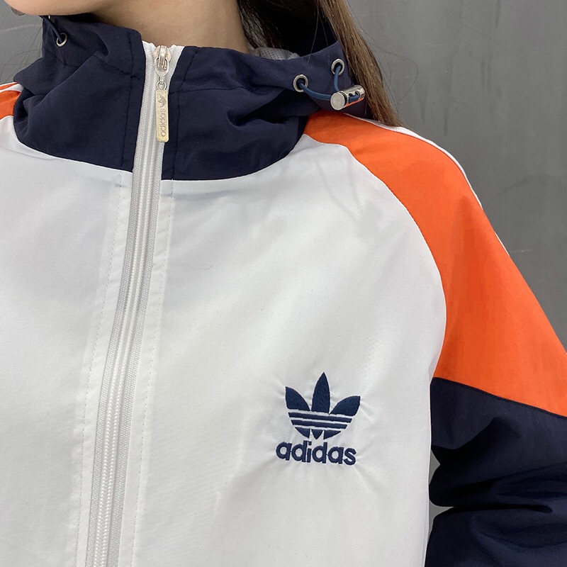 Áo khoác gió Adidas chống thấm nước có mũ trùm đầu thời trang phong cách unisex