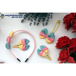 Bộ cài tóc phối nhiều màu cho bé, bộ cài tóc quà tặng bé