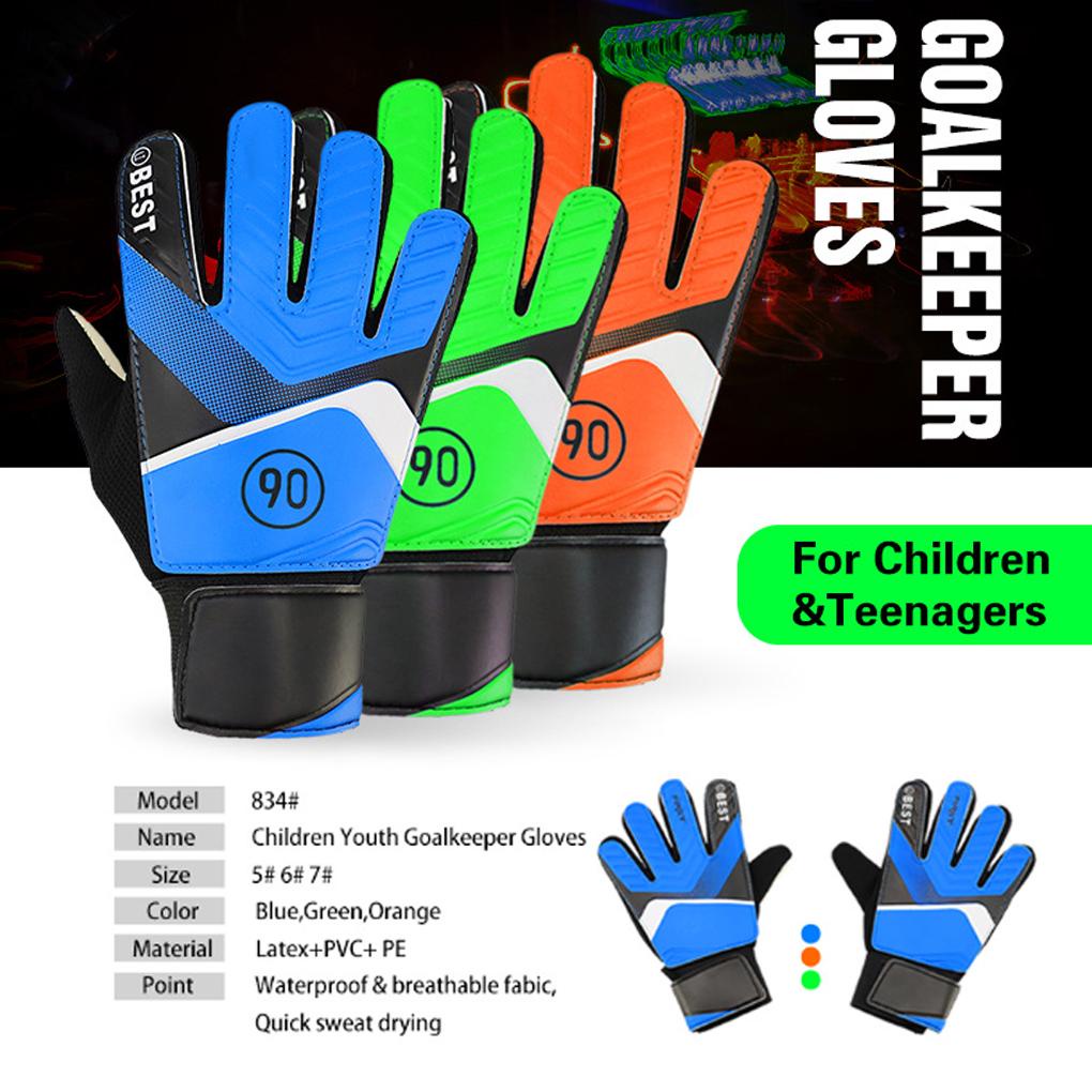 1 Đôi Găng Tay Thủ Môn Bằng Da PU Chống Trượt Có Thể Điều Chỉnh Cho Bé