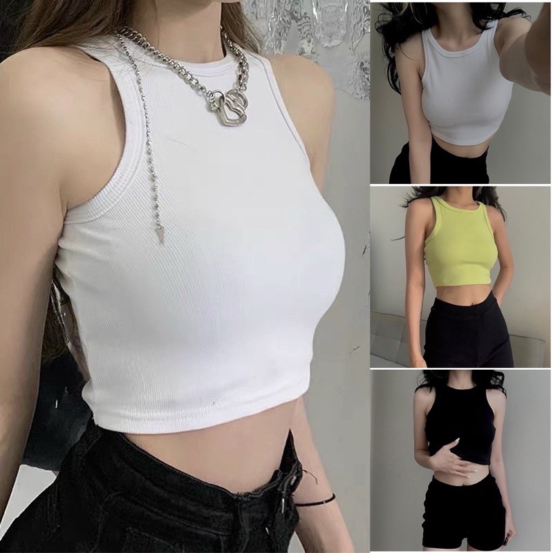 Áo Croptop Ba Lỗ Ôm Body Kiểu Dáng Basic Trơn, Mùa Hè Mát Mẻ, Kèm Ảnh Thật, Video, Chizi Shop