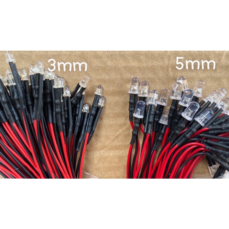 Bóng đèn led 3mm/5mm, sẵn dây 20cm làm hoa, mô hình,đồ trang trí decor