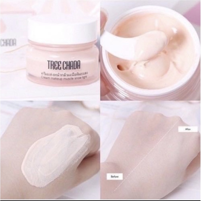 🇹🇭🇹🇭TREECHADA CREAM MAKEUP MUSCLE SNOW LIGHT:Kem trang điểm giúp làn da sáng như bạch tuyết 50ml