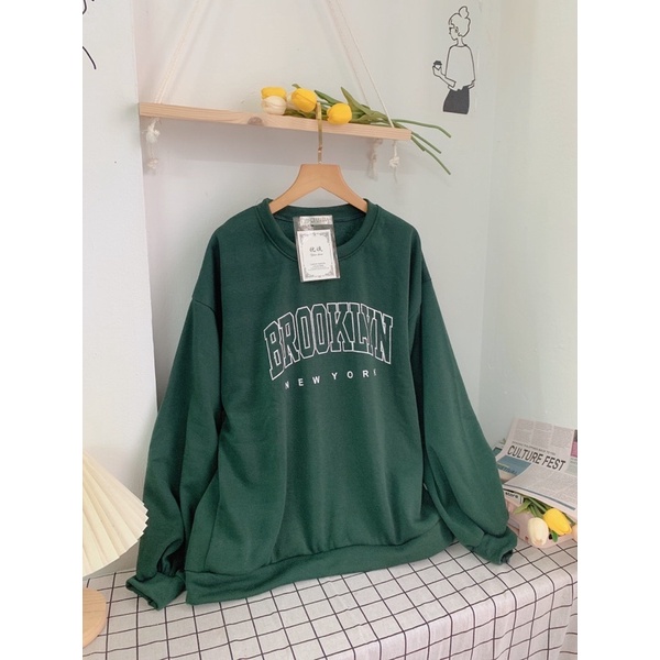 [Ảnh thật/Video]Áo Sweater xanh rêu Form Rộng Unisex Tay Bồng Nam Nữ Mặc Được Chất Nỉ Hàng Xuất | BigBuy360 - bigbuy360.vn