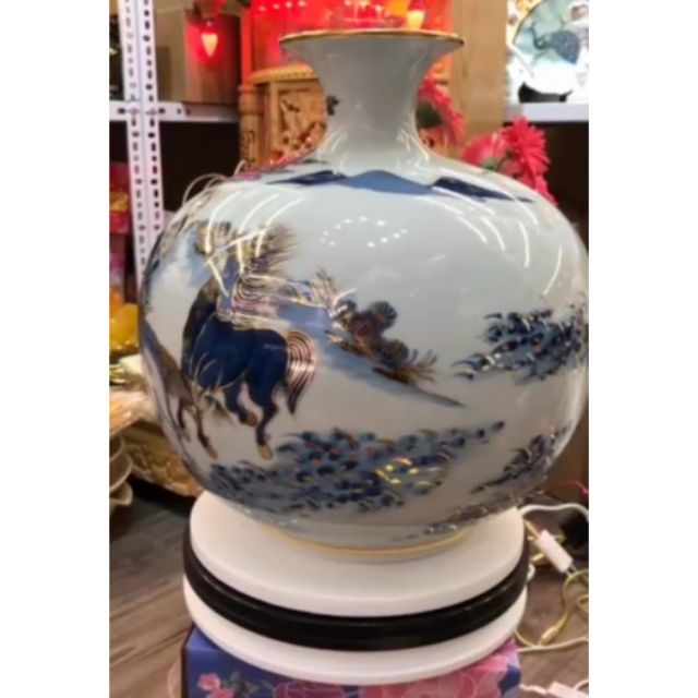 (Sỉ ib). Vò hút lộc sứ Bát Tràng cao 35cm. Cắm điện tự xoay tròn