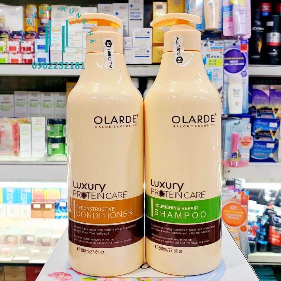 Dầu gội, dầu xả Olarde, bộ gội xả dưỡng tóc chuyên sâu, suôn mượt chống rụng tóc Luxury Protein Care Olarde 800m