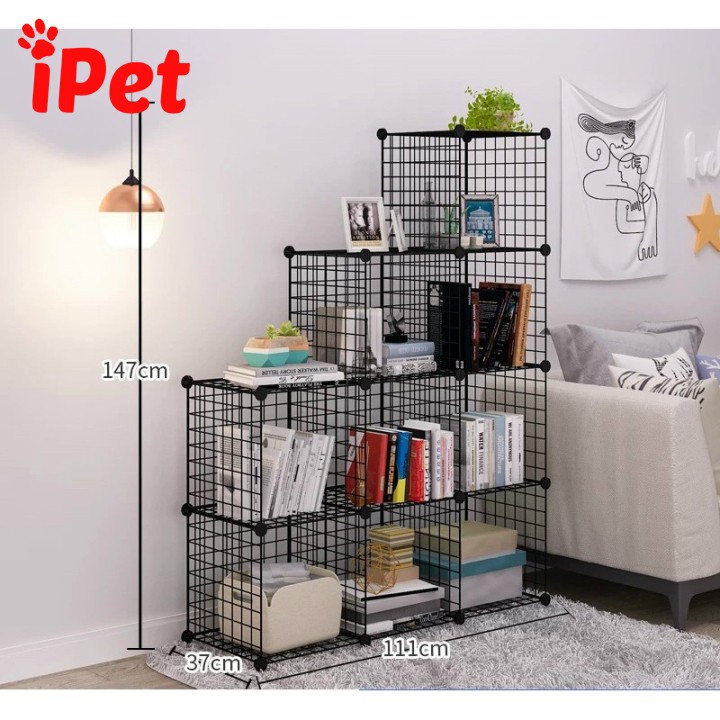 Kệ Tủ Lắp Ghép Lưới Sắt Đa Năng ( TẶNG KÈM CHỐT ) - Combo 9 Ô - iPet Shop