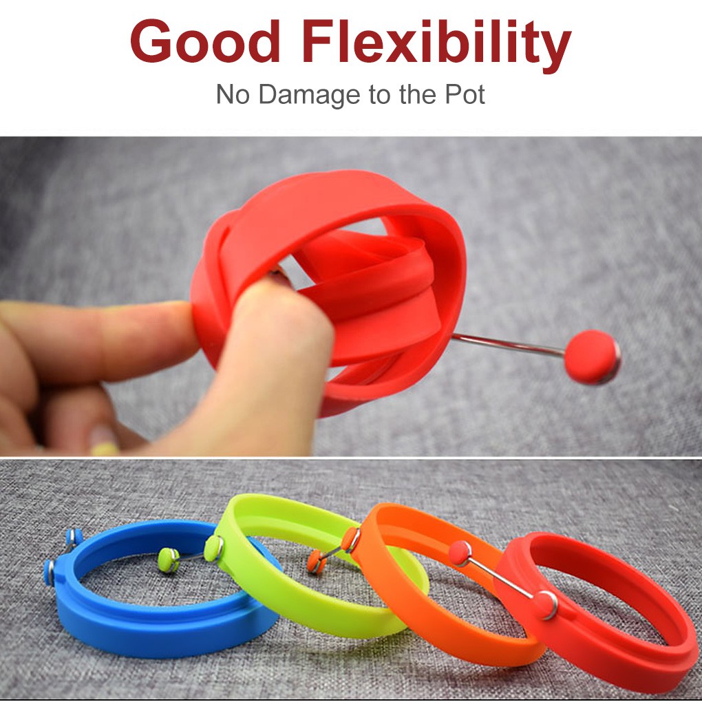 Khuôn Chiên Trứng Hình Tròn Bằng Silicone Không Dính Có Tay Cầm