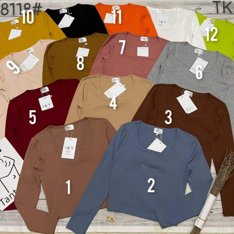 Áo thun cổ vuông croptop hàng QC