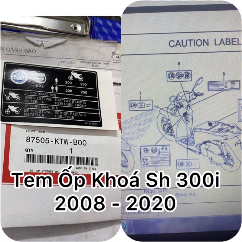 Tem Thùng cốp sh 300i 2008 - 2020