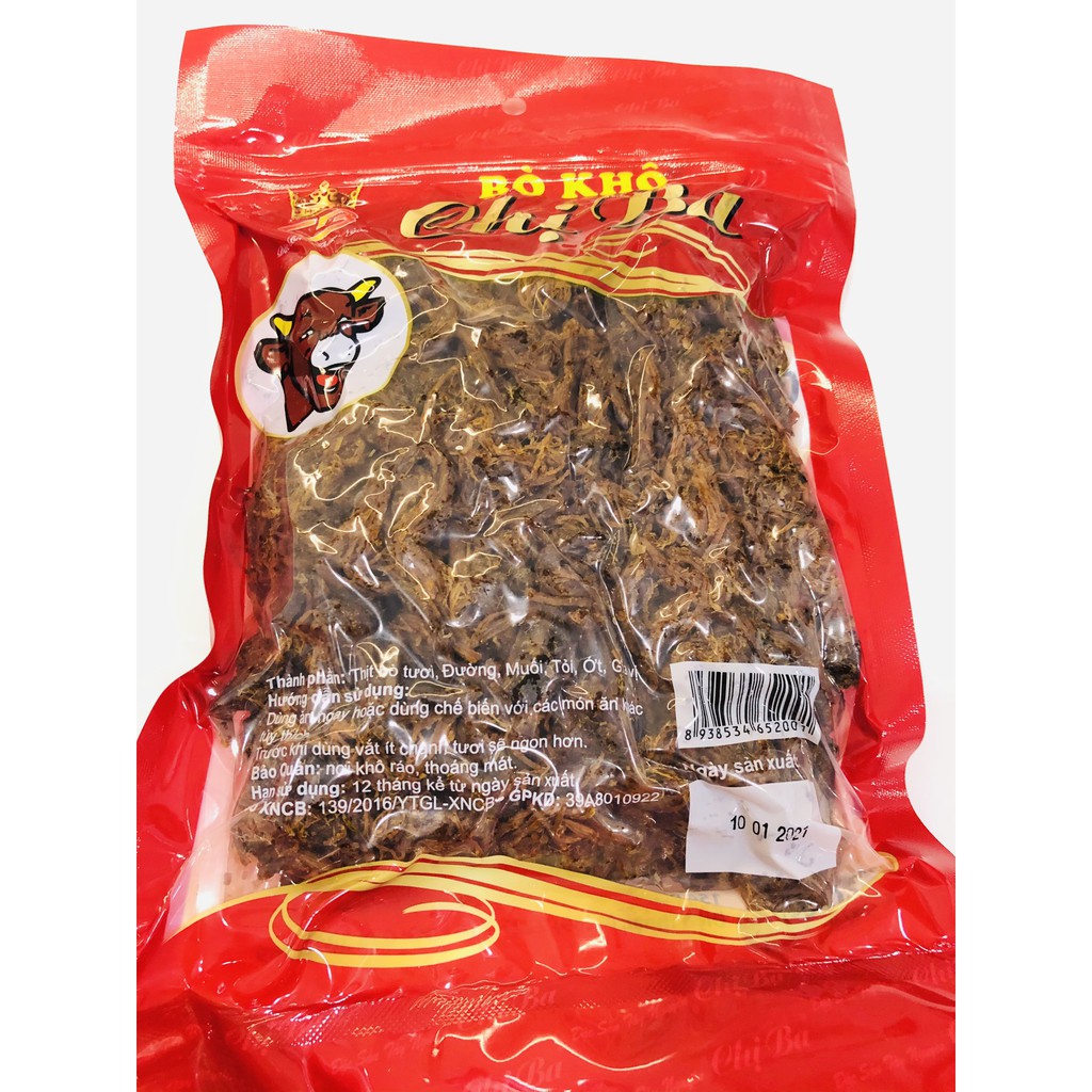 Bò Khô Sợi 500g Bò khô xé sợi Đặc Sản Tây Nguyên Chị Ba Gia Lai
