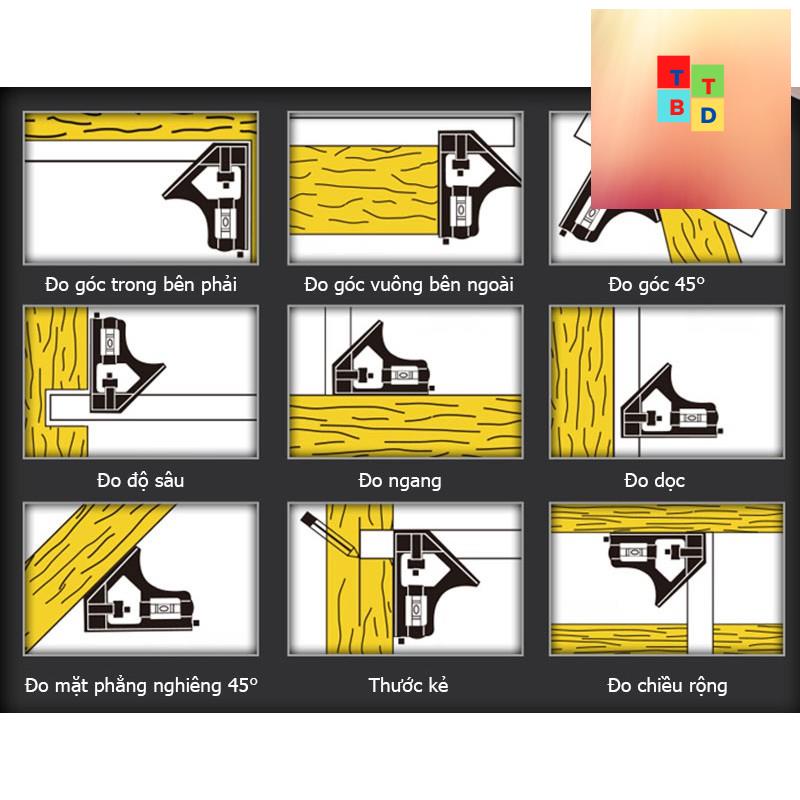 Thước ke góc vuông góc 45 độ đa năng 30cm