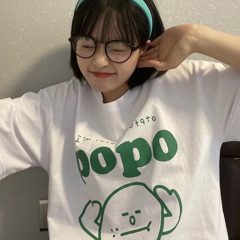 NRVP Áo Thun 100% Cotton Dáng Rộng Thời Trang Hàn Quốc Cho Nữ