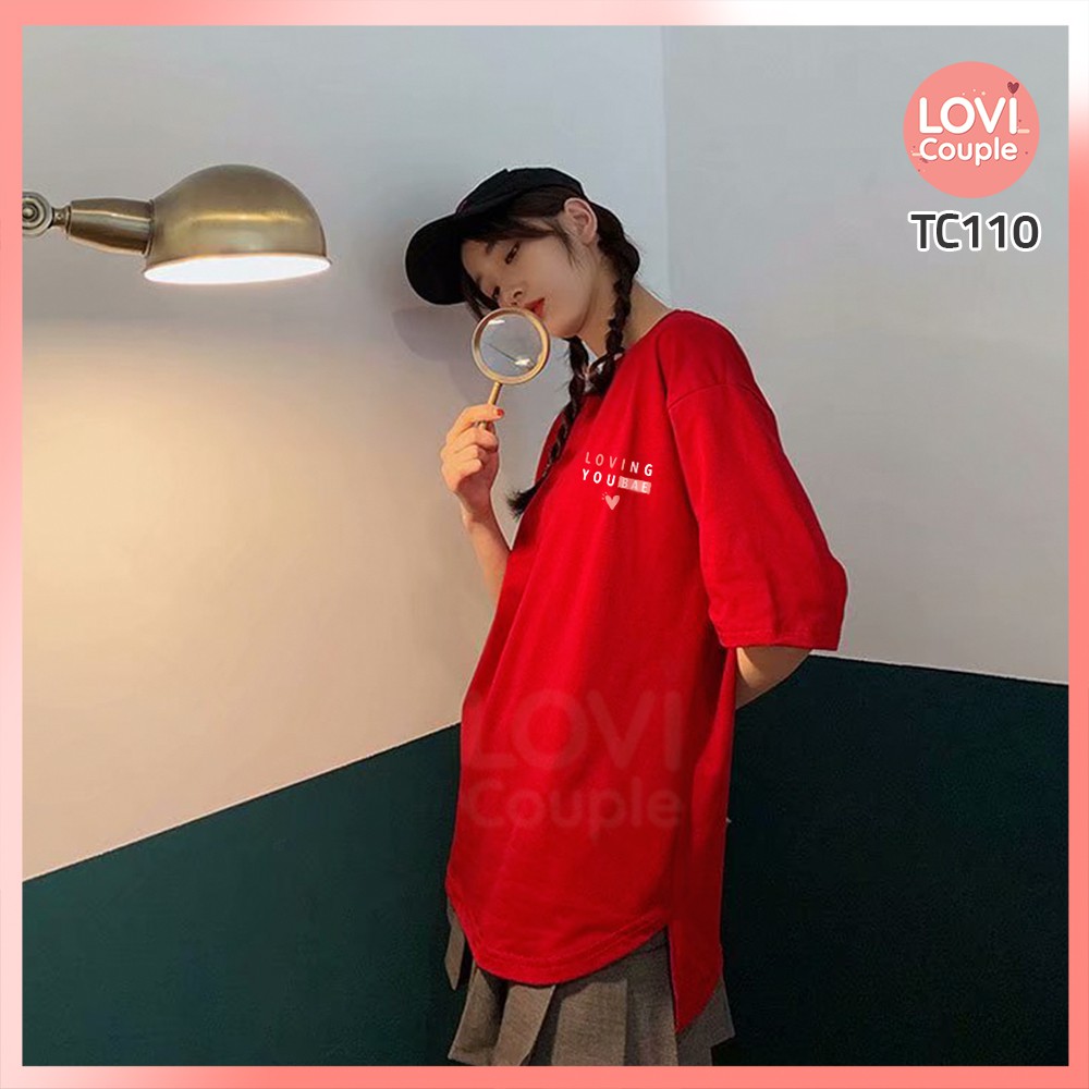 ÁO ĐÔI - Áo Thun Oversize Đỏ Dễ Thương TC110(kèm ảnh thật)