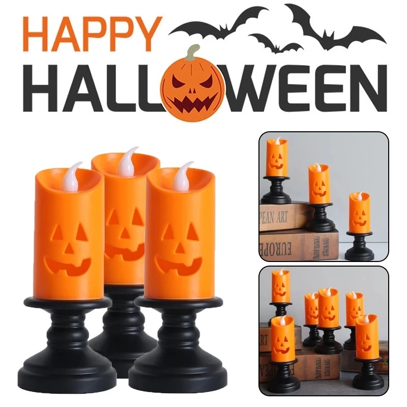 Đèn LED Hình Nến Đầu Lâu Bí Ngô Trang Trí halloween