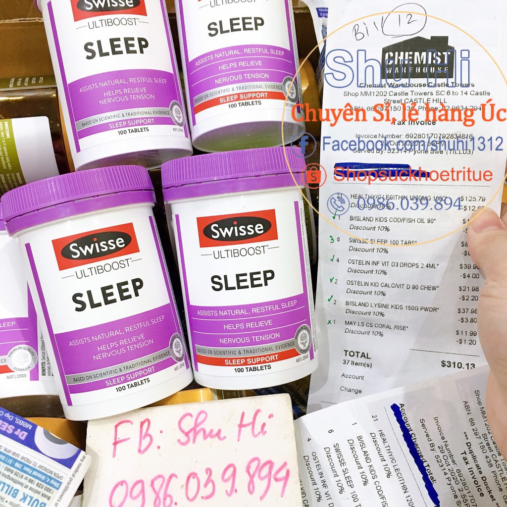 Swisse Ultiboost Sleep hỗ trợ ngủ ngon, 60 viên - 100 viên Úc