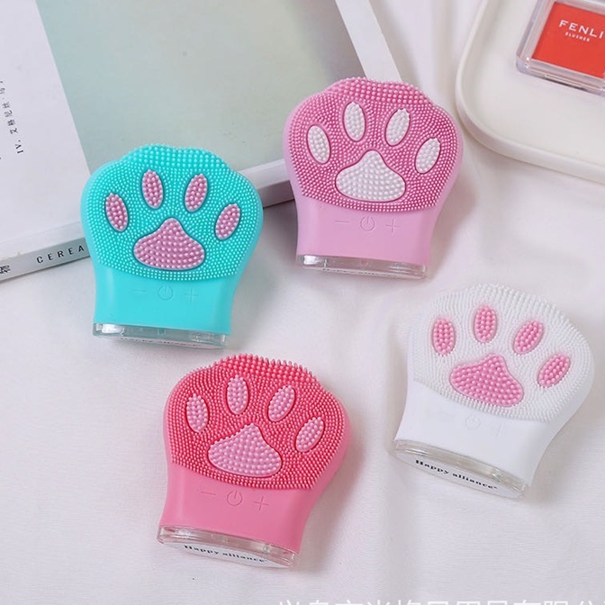 Máy rửa mặt sạc pin gai silicone massage hình chân mèo cute