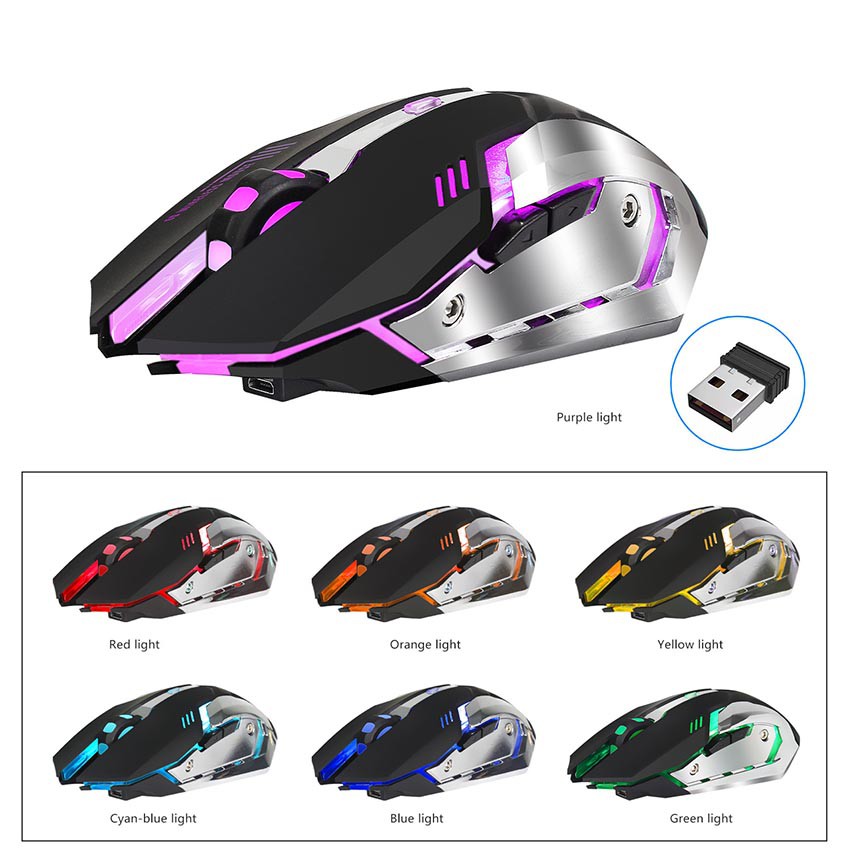 Chuột gaming không dây Wireless 2.4G GGear Chống ồn Chuột máy tính Pin sạc 2400dpi 10 triệu click LED RGB GM10