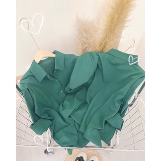 [ CHUBBY BIGSIZE ] SƠ MI XANH FORM RỘNG HOT TREND