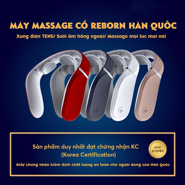 Máy massage cổ REBORN chính hãng Hàn Quốc Máy massage xung điện Mát xa cổ thiết kế gọn nhẹ BH 12 tháng