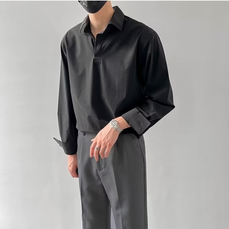 Áo Sơ Mi Tay Dài Dáng Rộng Phong Cách Hàn Quốc Thời Trang Mùa Thu Cho Nam Giới Có 3 Màu Size M-2XL