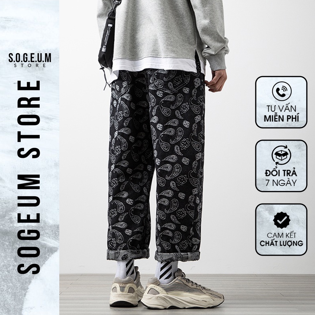 Quần jean ống rộng Paileys unisex, quần jean nam ống suông style Hàn Quốc - Sogeum