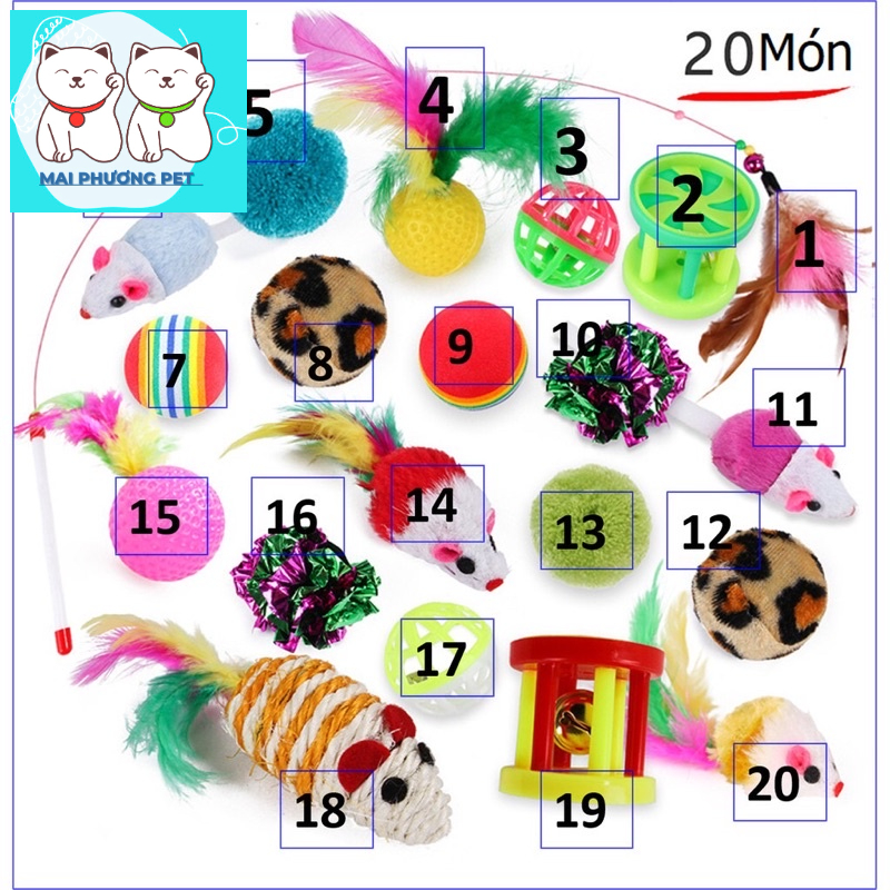 Bộ 20 món đồ chơi cho chó mèo thoả thích