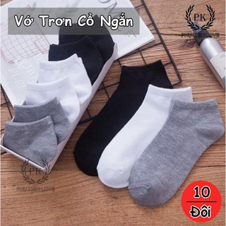 Combo 10 đôi vớ trơn cổ ngắn nam & nữ chất liệu cotton thoáng mát , tất trơn cổ ngắn giá rẻ - phụ kiện love