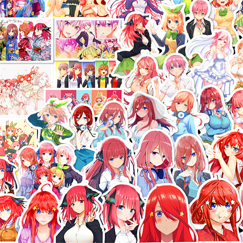 Set 50 miếng dán Quintessential Quintuplets Series 01 Anime Nakano Miku Ichika Nino Yotsuba Itsuki chống thấm nước