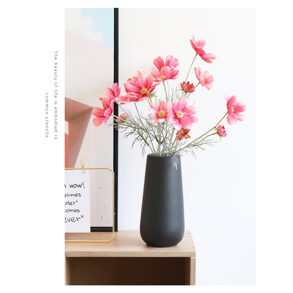 [ Sale Hủy Diệt] Lọ hoa, bình hoa gốm sứ nhám cao cấp 02 màu trắng đen trang trí nội thất Nordic Vintage