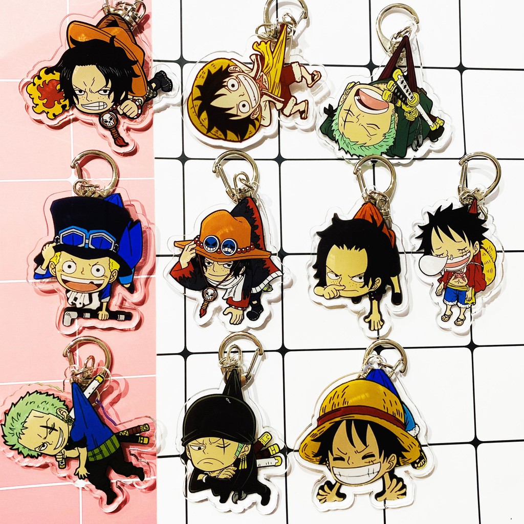 ( Mica trong acrylic ) Móc khóa One Piece Đảo Hải Tặc ver treo người Luffy Ace quà tặng xinh xắn dễ thương anime chibi