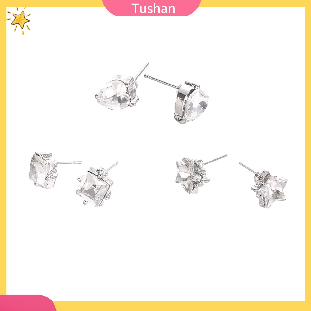 Set 3 đôi khuyên tai đính đá thời trang cho nữ