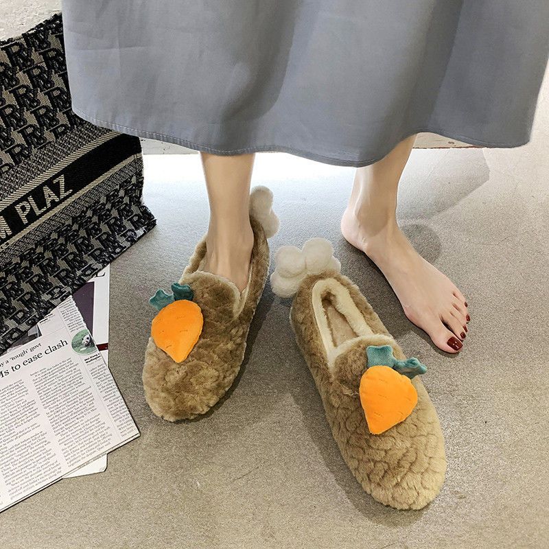 Giày Lười Lót Nhung Lông Cừu Ấm Áp Đế Bệt Thời Trang Mùa Đông Phong Cách Hàn Quốc Dành Cho Nữ | BigBuy360 - bigbuy360.vn