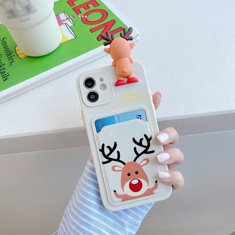 Ốp lưng noen có đựng card hình tuần lộc màu trắng