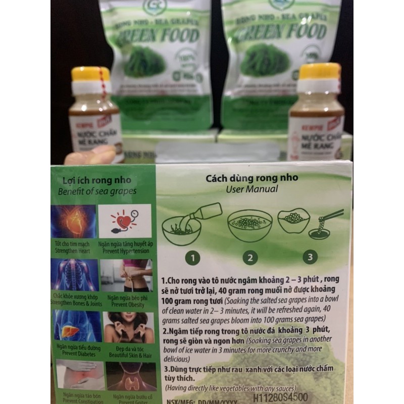 Rong nho Green Food cao cấp nở ra rong nho tươi Organic Hàng công ty check mã vạch