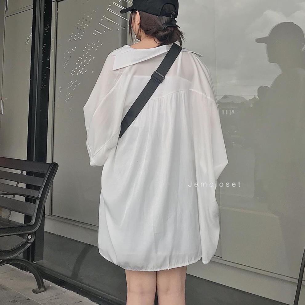 ÁO SƠ MI TRẮNG TAY BỒNG FORM THỤNG OVERSIZE - ÁO KHOÁC SOMI DÀI TAY NỮ TRẮNG ĐI HỌC UNISEX ་