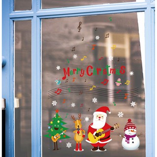 Decal dán tường Ông già noel đánh đàn
