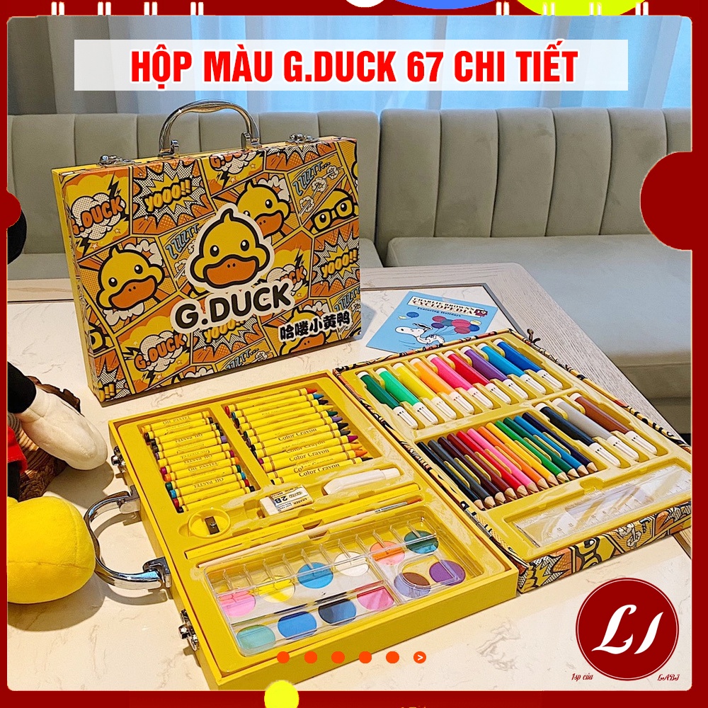 Hộp Vali Màu Vẽ G-DUCK Vịt Vàng 67 Chi Tiết Tiện Dụng… Xịn Sò Cho Bé