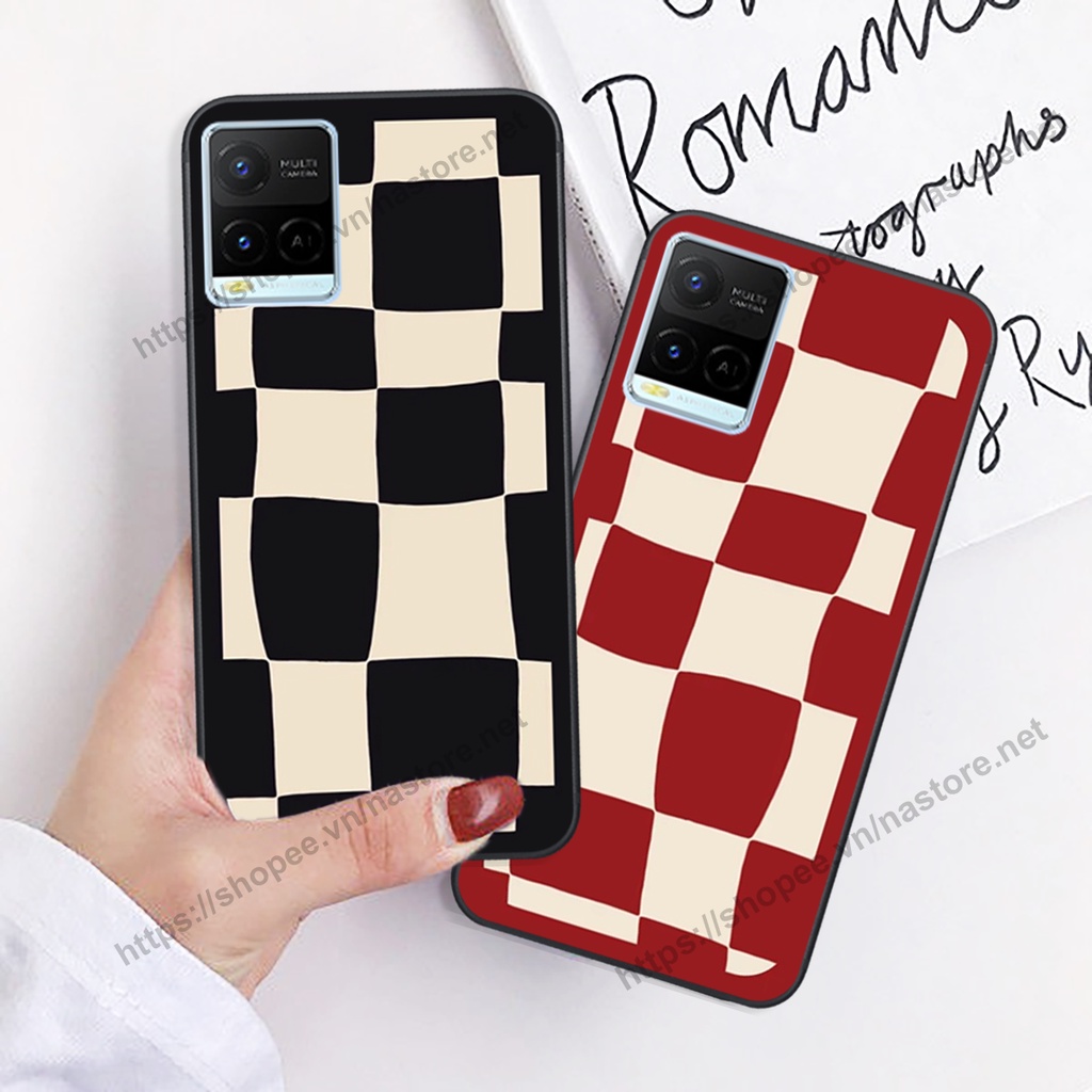 Ốp lưng Vivo Y21 / Y21s / Y33s mặt cười, họa tiết caro đơn giản đẹp cute