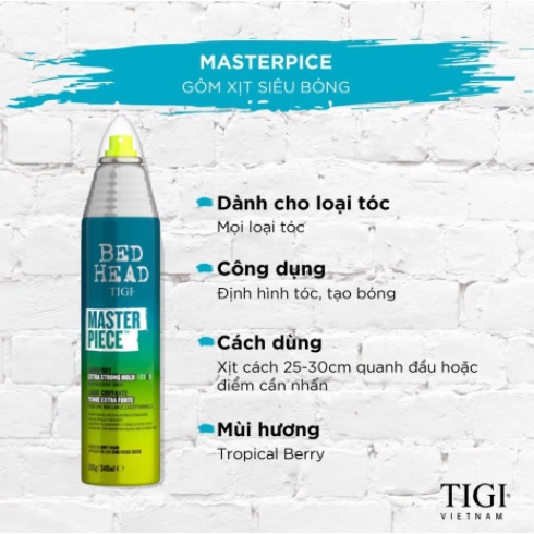 Xịt Bóng Tóc Tigi Bed Head Masterpiece Shine Strong Hold Hairspray 340ml