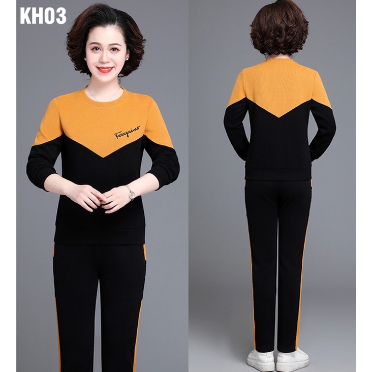 Đồ bộ thu đông trung niên cho mẹ - Quần áo thu đông mặc nhà chất umi cao cấp.