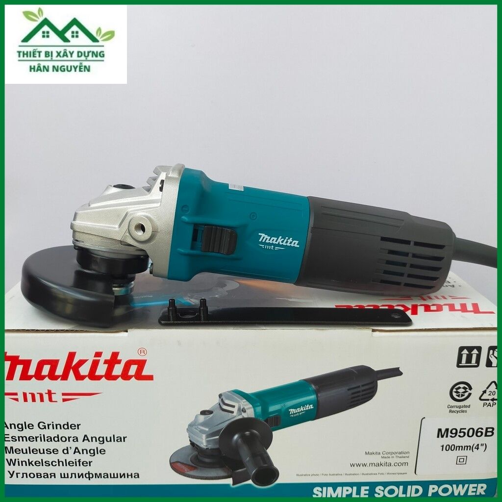 Máy mài góc Makita M9506B,công tắc hông,lưỡi cắt 100mm chuyên cắt sắt,nhôm,gạch,đá hoa cương,máy cắt cầm tay