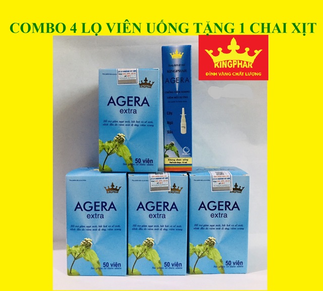 Combo 4 lọ Agera Extra Kingphar tặng 1 chai xịt Agera - Hỗ trợ điều trị viêm xoang hiệu quả