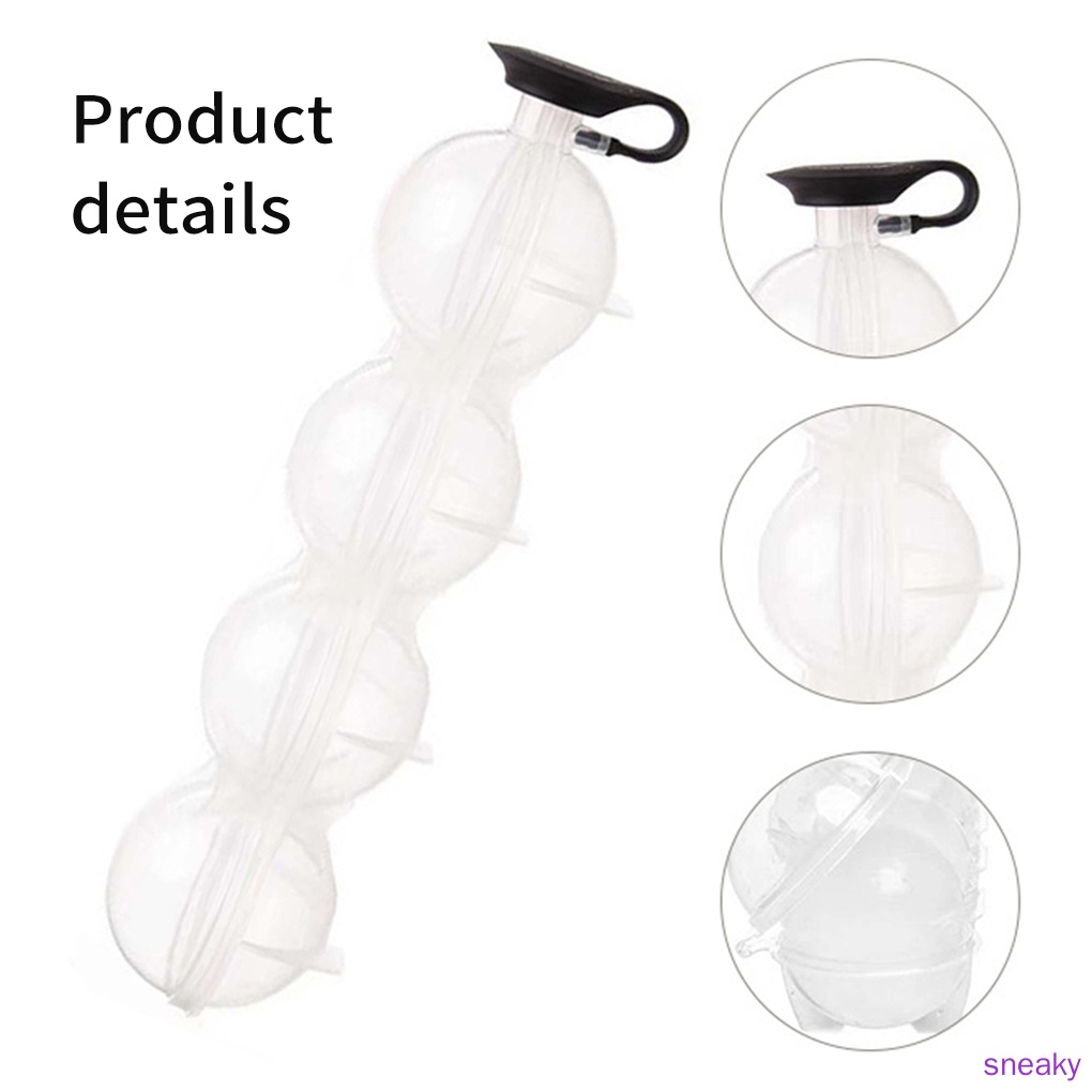 Khuôn Silicone Làm Đá Viên 4 Ngăn Hình Tròn Diy