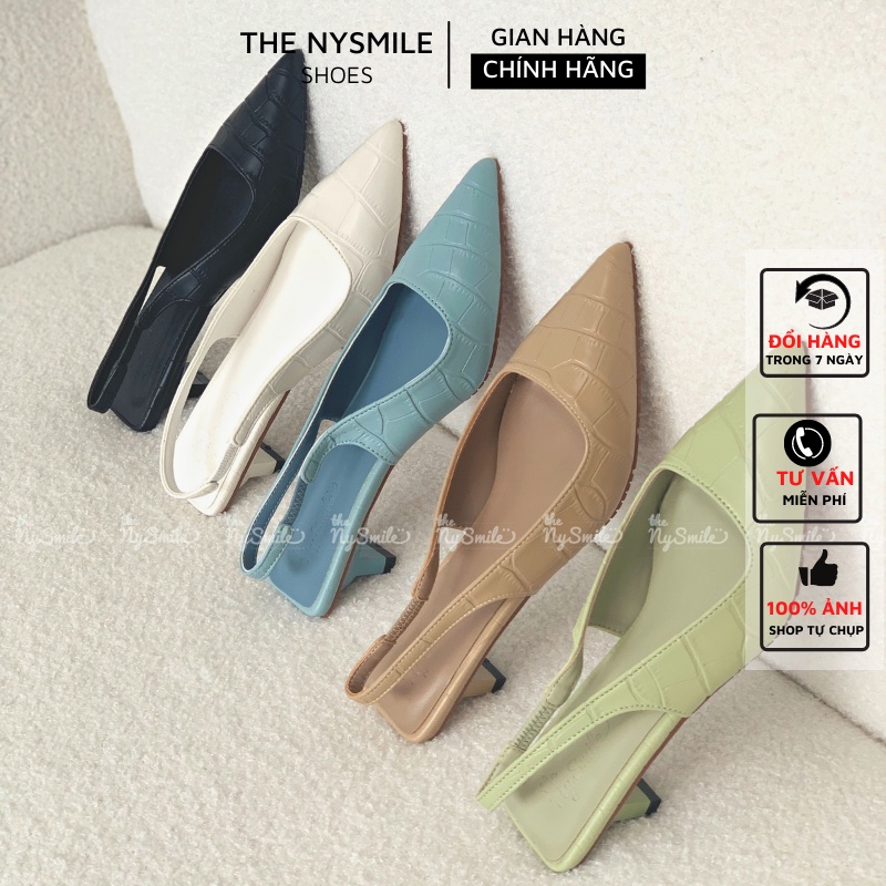 Giày Cao Gót NySmile 3cm bít mũi da rắn quai hậu - THE NYSMILE - BOLIN